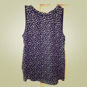 LOFT Navy Blue Sleeveless Blouse with Tie Back